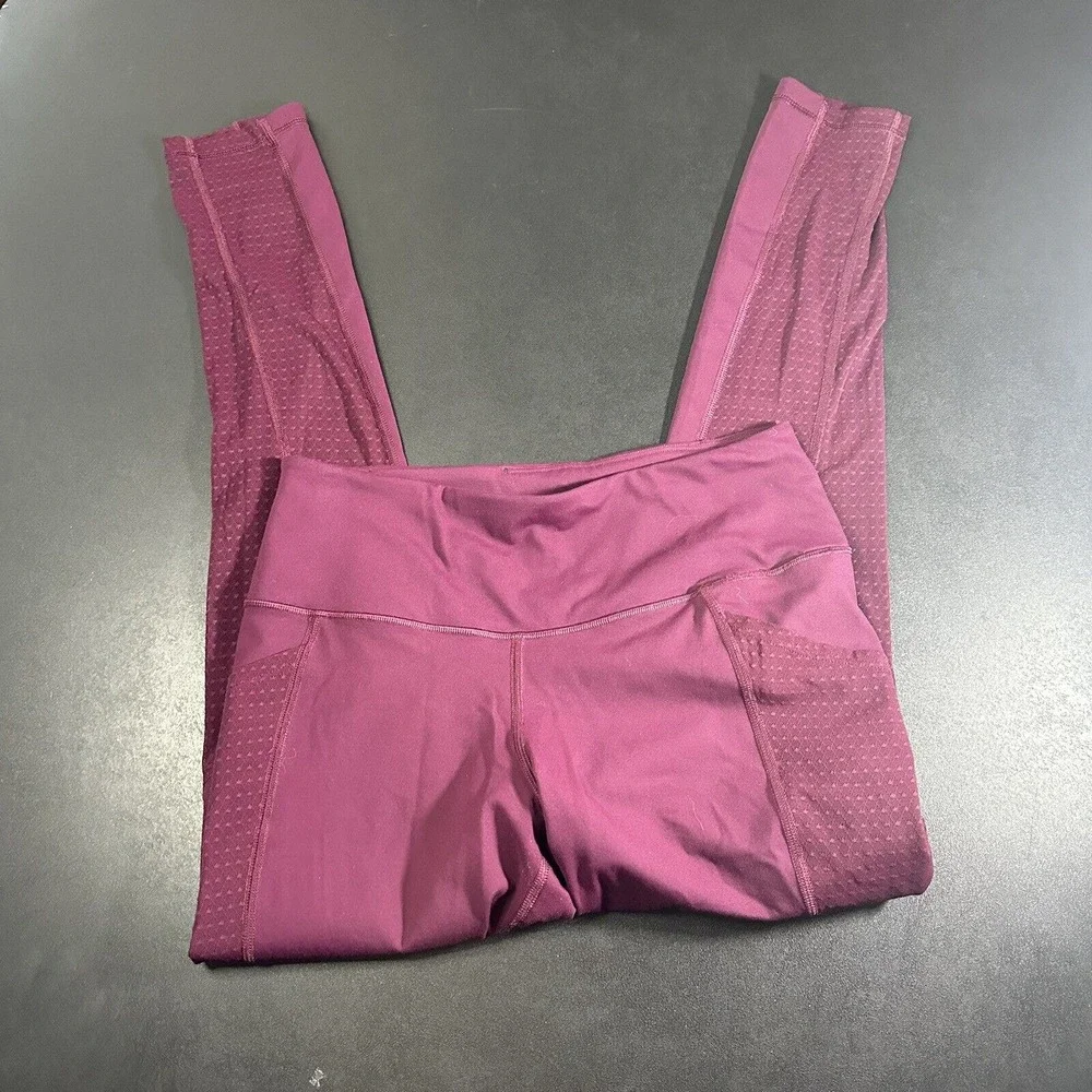 Victoria‎ Sport Burgendy Mesh Leg Workout Leggings women's size medium